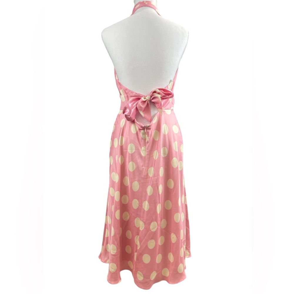 NWT Laundry By Shelli Segal Pink Silk Retro Polka Dot Dress Coquette Soft Girl - Picture 5 of 10